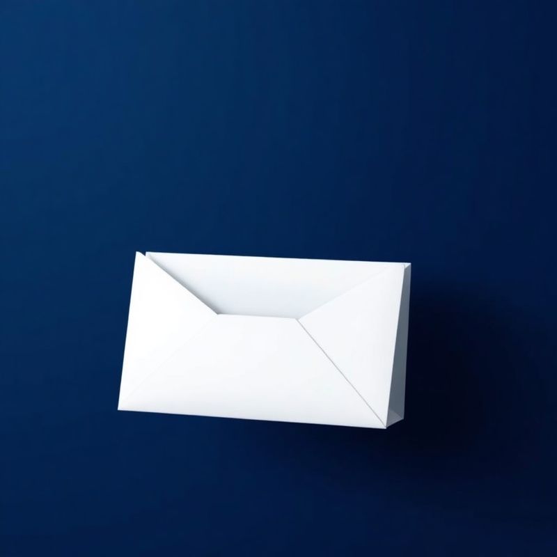 Minimalistička ilustracija otvorene omotnice na indigo pozadini